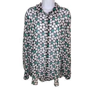 Lane Bryant Sheer Chiffon Geometric Print Blouse Top Size 18/20